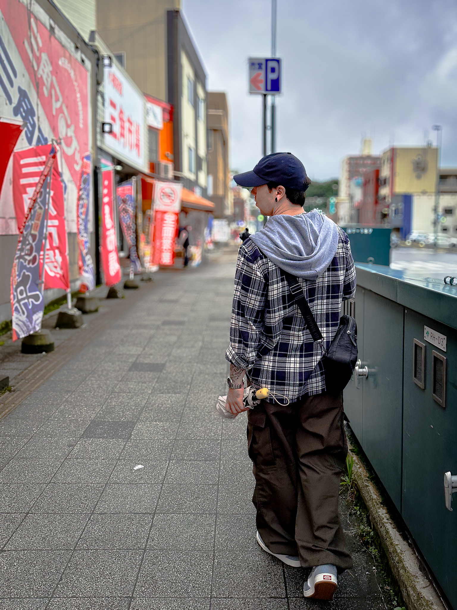 James walking in Japan